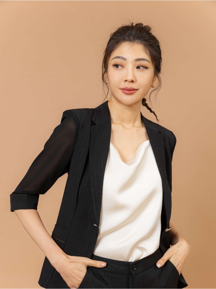 透紗拼接細節西裝外套/褲 3colors (8236):圖片 5