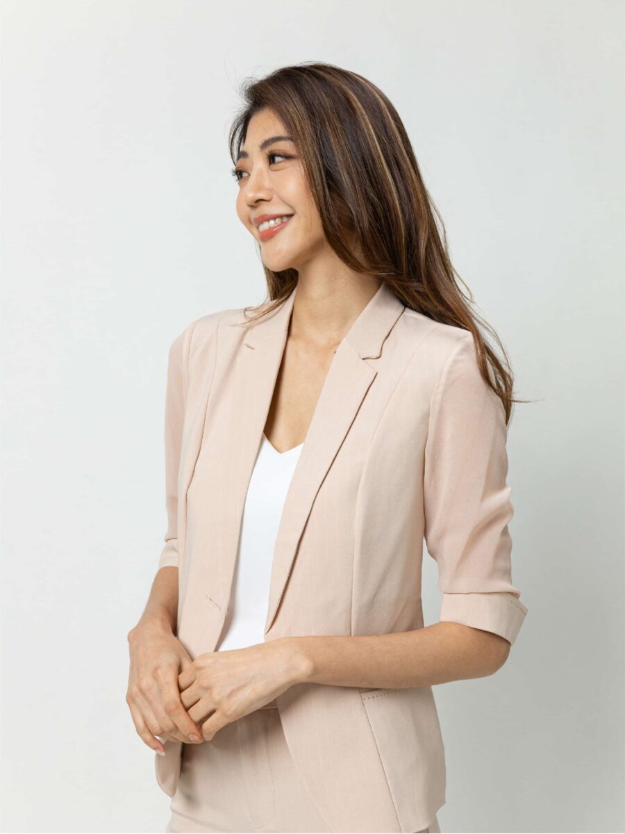 透紗拼接細節西裝外套/褲 3colors (8236):圖片 3