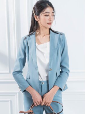 精緻方釦修身西裝外套/褲 2colors (9129)