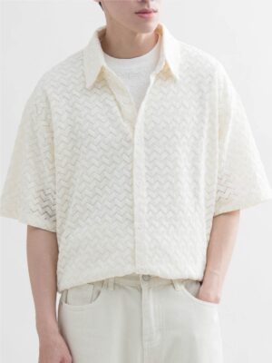Textured Shirt 幾何緹花微透短袖襯衫 – 1color