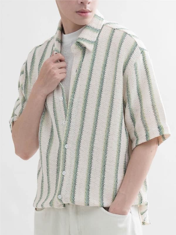 Knit Stripe 編織直紋短袖襯衫 – 2colors